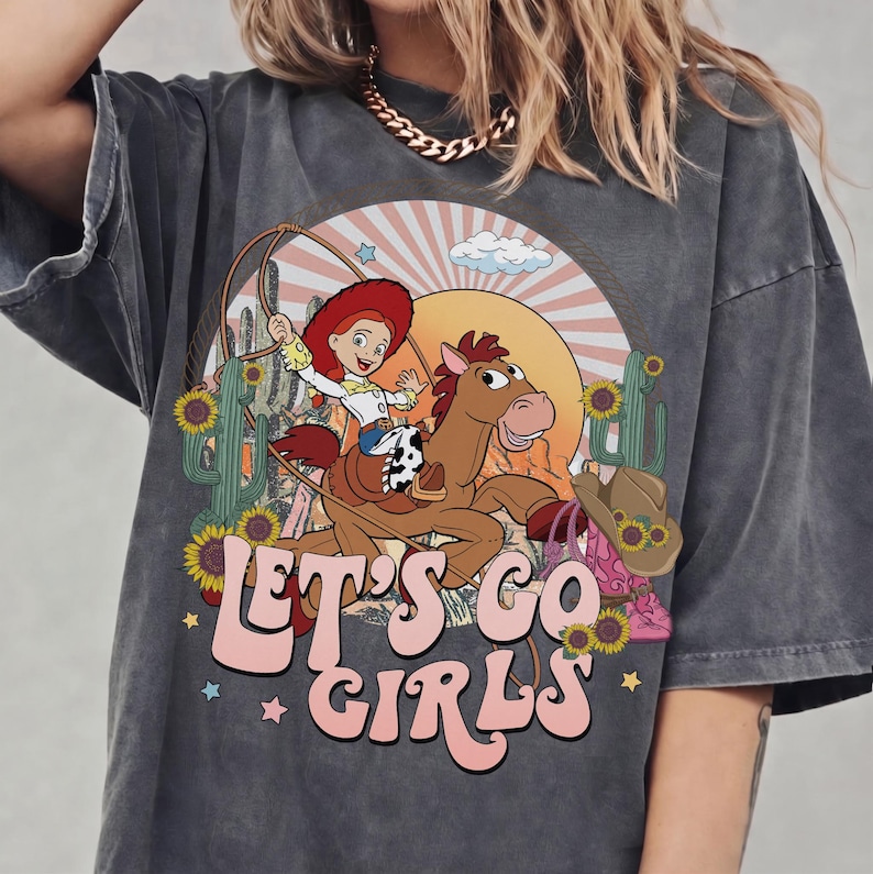 Retro Disney Toy Story Jessie and Bullseye Let's Go Girls Comfort Colors Shirt, Vintage Disney Cowgirls Shirt, Disneyland Family Trip Shirt image 9