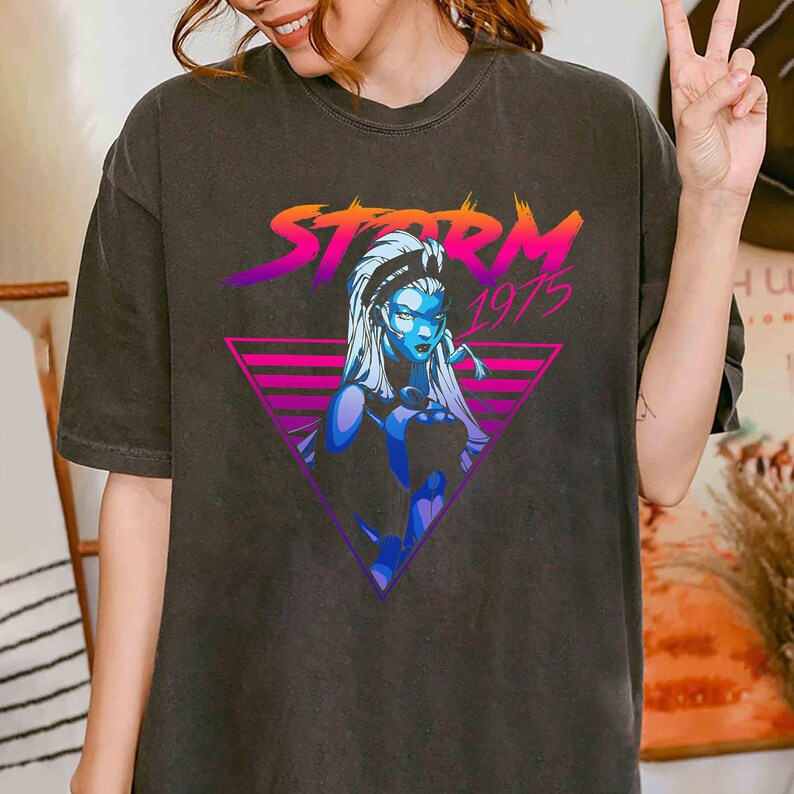 Marvel X-Men Storm 80's Retro Triangle Gradient T-Shirt, WDW Vacation Trip, Disneyland Family Party Gift 2026, Disneyland Trip Outfits image 3