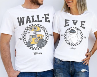 Chemise murale E rétro Disney, chemise Eve vintage, t-shirt pour couples Disney Pixar Wall-E et Eve, chemise assortie pour couple Disney, chemise Magic Kingdom