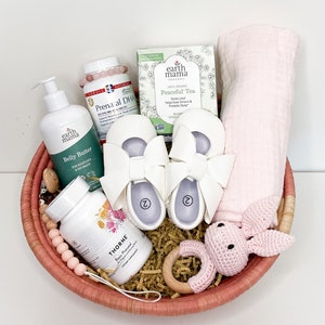 Second & Third Trimester Pregnancy Box • New Mom Gift • Prenatal Supplements • Mother Vitamin • pregnancy gift. Baby Swaddle. newborn shoes