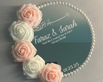 Personalized Nikkah Ring Plate, Floral Islamic Muslim Wedding Gift