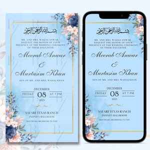 Carte de fiançailles de mariage modifiable Walima Shaadi Nikkah cartes d'invitation modèle d'invitation numérique musulman Desi