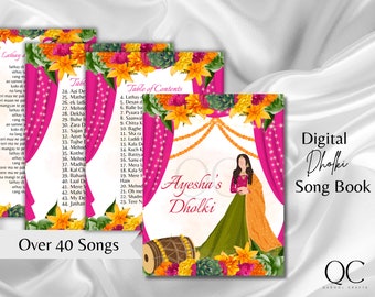 DIGITAL DOWNLOAD Modern Dholki Book, Mayoun Mehndi Song Book Desi Song Book, Dholki Songs Lyrics Book, Colorful Muslim Desi Template Dholak