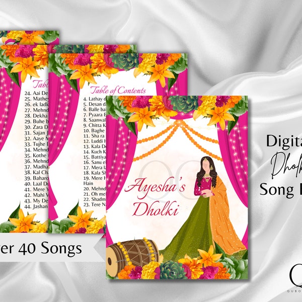 DIGITAL DOWNLOAD Modern Dholki Book, Mayoun Mehndi Song Book Desi Song Book, Dholki Songs Lyrics Book, Colorful Muslim Desi Template Dholak