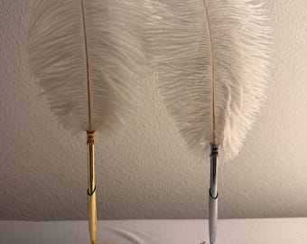 Pluma de avestruz dorada y plateada para bodas, ceremonias Nikkah, regalo para parejas