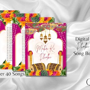 DIGITALE DOWNLOAD Modern Dholki-boek, Mayoun Mehndi Song Book Desi Song Book, Dholki Songs-tekstenboek, kleurrijke moslim Desi-sjabloon Dholak