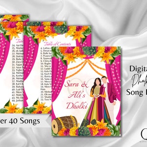 DIGITAL DOWNLOAD Modern Dholki Book, Mayoun Mehndi Song Book Desi Song Book, Dholki Songs Lyrics Book, Colorful Muslim Desi Template Dholak