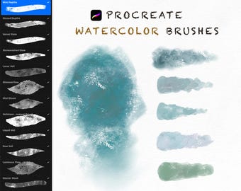 Watercolor Brushes for Procreate - Water Effects, Wet watercolor texture - Digital realistic brush - Paper Canvas
