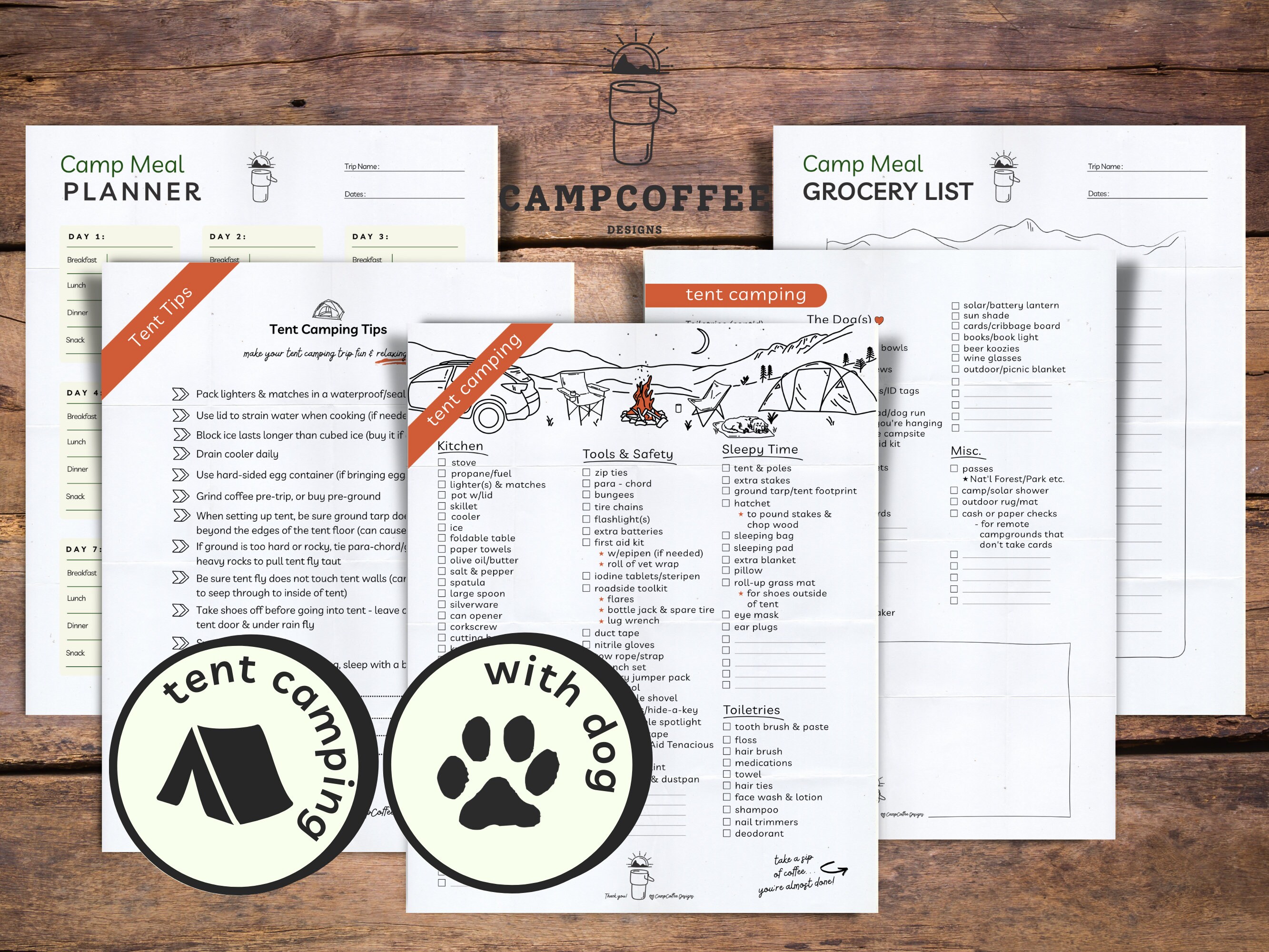 Printable Tent Camping W/dog Checklist Tent Camping Tips Camp Meal