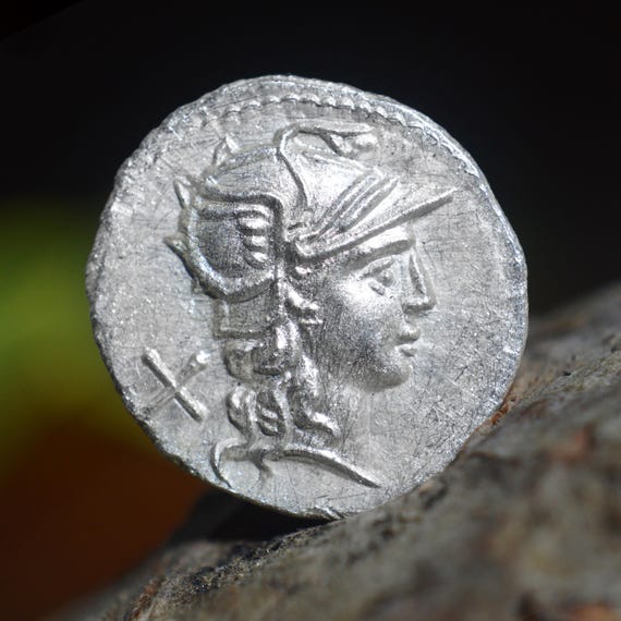 Silver Roman Denarius of Lucius Autronius, The Dioscuri, Solid Silver Coin