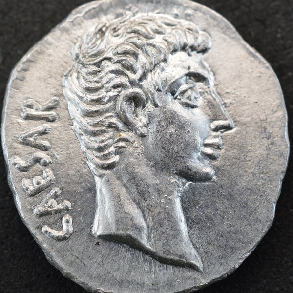 Silver Roman Denarius of Augustus Caesar / Avgvstvs Caesar Solid Silver Coin