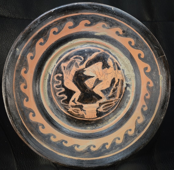 Ancient Greek Ceramic Plate, Museum Replica Display Plate, Decorative Plate Wall Art, Greek Mythology, Greek Pottery