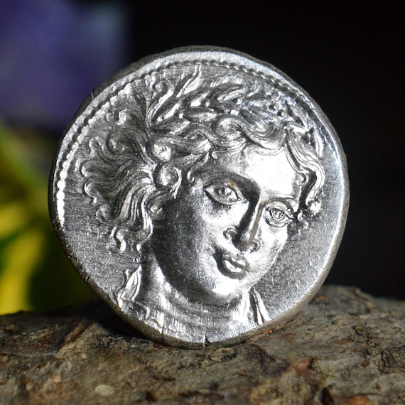 Silver Greek Tetradrachm of Amphipolis, Macedon, Masterful Depiction of Apollo Solid Silver Coin