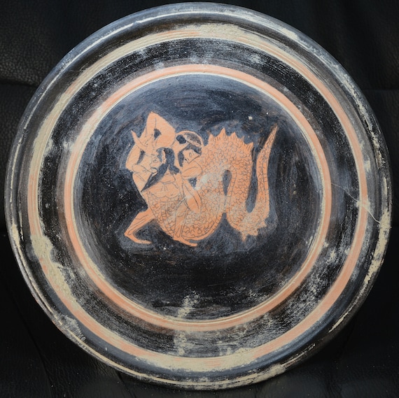Ancient Greek Ceramic Plate, Museum Replica Display Plate, Decorative Plate Wall Art, Greek Mythology, Greek Pottery