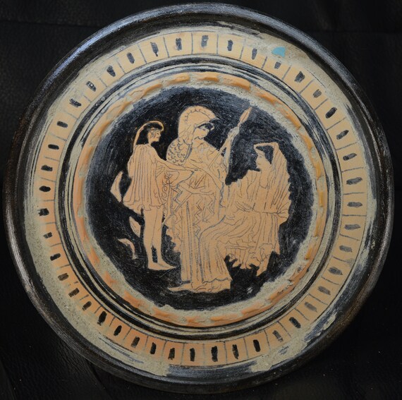 Ancient Greek Ceramic Plate, Museum Replica Display Plate, Decorative Plate Wall Art, Greek Mythology, Greek Pottery