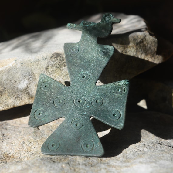 Byzantine Bronze Cross Fibula Brooch