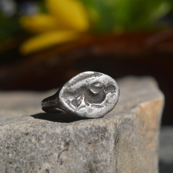 Roman Solid Silver Stamp Seal Ring