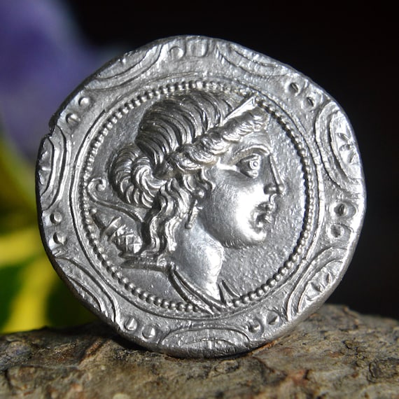 Silver Greek Tetradrachm of Amphipolis Macedon under Roman Protectorate, Macedonian Shield on Obverse, First Meris Solid Silver Coin
