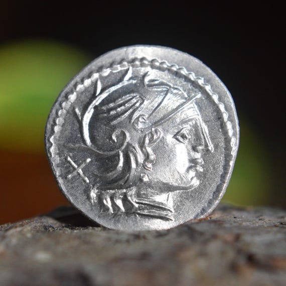 Silver Roman Denarius of Publius Lucius Cornelius Sulla, Head of Roma Victory in Biga on Reverse Solid Silver Coin