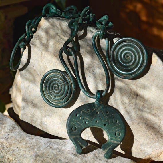 Viking Bronze Lunar Pendant Amulet with Chain