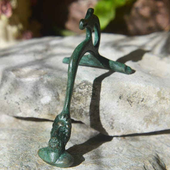 Roman Bronze Handle of a Jug with the Head of a Satyr