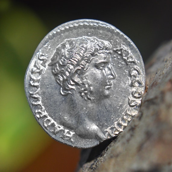 Silver Roman Denarius of Hadrian Honoring Trajan and Plotina Solid Silver Coin
