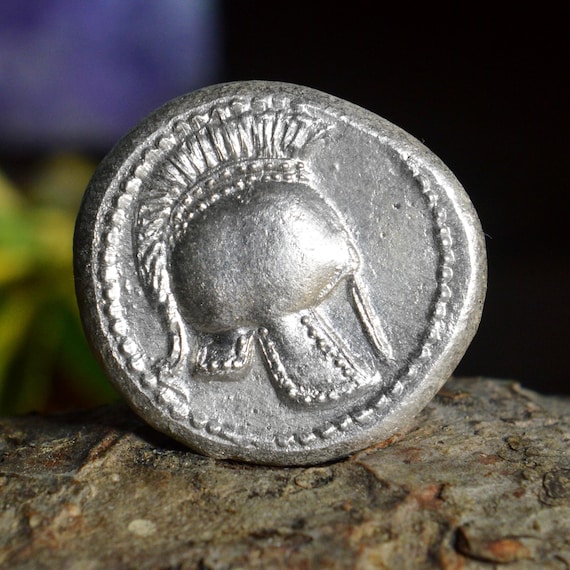 Silver Greek Tetradrachm of Bastareos, Paeonia Kingdom, King Bastareos Crested Helmet, Thrace Solid Silver Coin