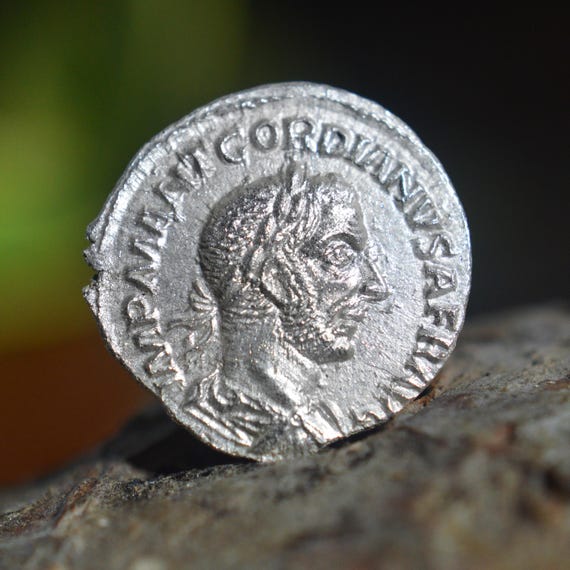 Silver Roman Denarius of Gordian I, Marcus Antonius Gordianus Sempronianus Romanus Africanus Solid Silver Coin