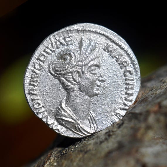 Silver Roman Denarius of Matidia Augusta daughter of Marciana and niece of Trajan, Pietas on Reverse Silver Coin