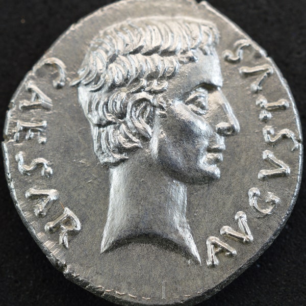 Silver Roman Denarius of Octavian as Augustus / Caesar Augustus Solid Silver Coin