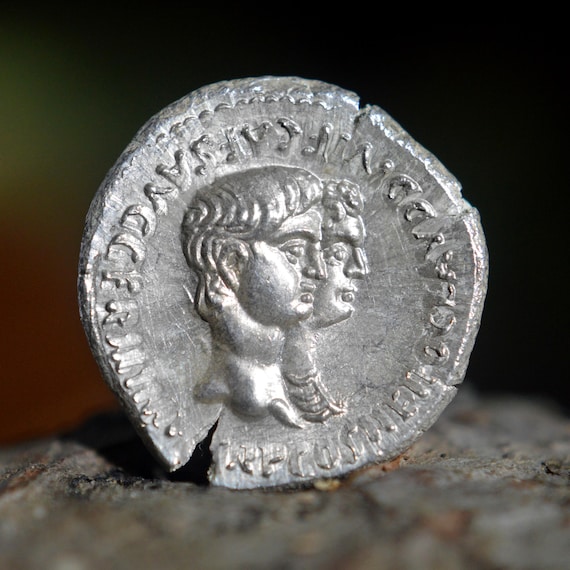 Silver Roman Denarius of Agrippina II the Younger with her son Nero, Jugate Busts, Quadriga of Elephants Solid Silver Coin