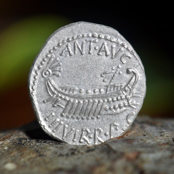 Silver Roman Denarius of Mark Antony Legionary, The Triumvirs, LEG VII Solid Silver Coin