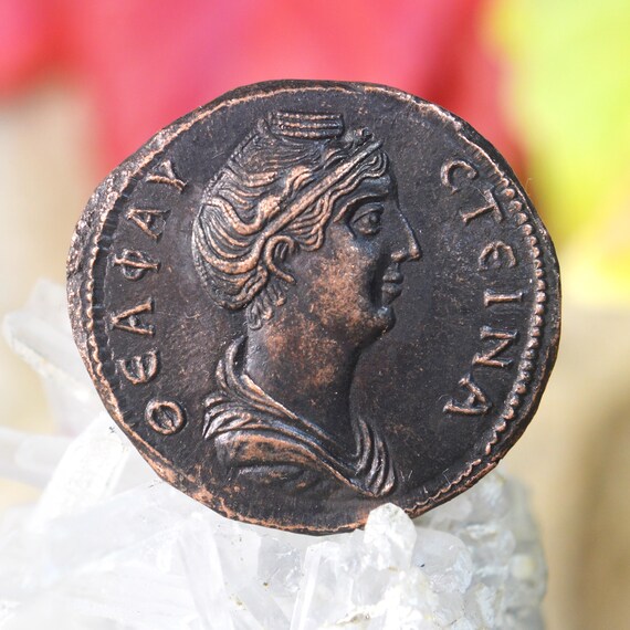 Roman Æ Medallion of Galerius Antoninus with Faustina, Diva Favstina Bronze Coin