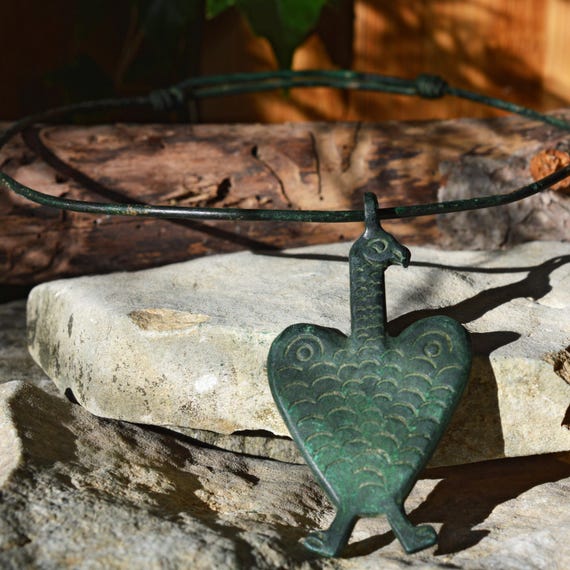 Roman Bronze Neck Torc with Eagle Amulet Pendant