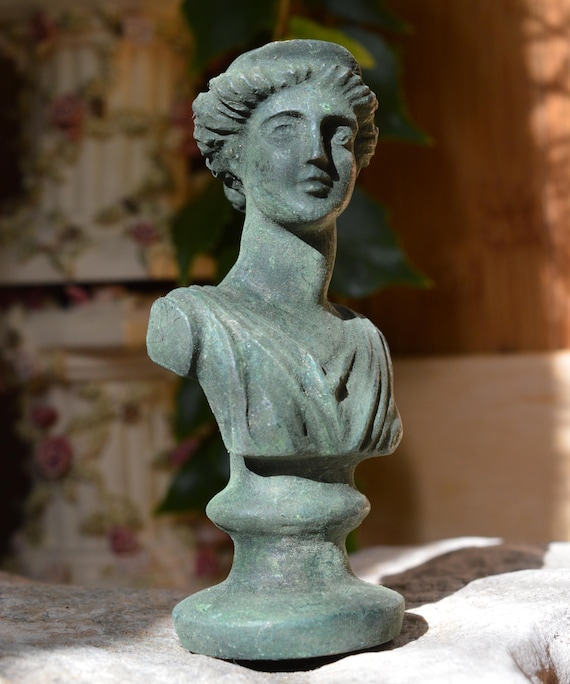 Large Roman Bronze Bust of Goddess of Hunt Artemis Diana