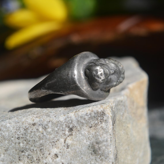 Roman Solid Silver Ring God's Head
