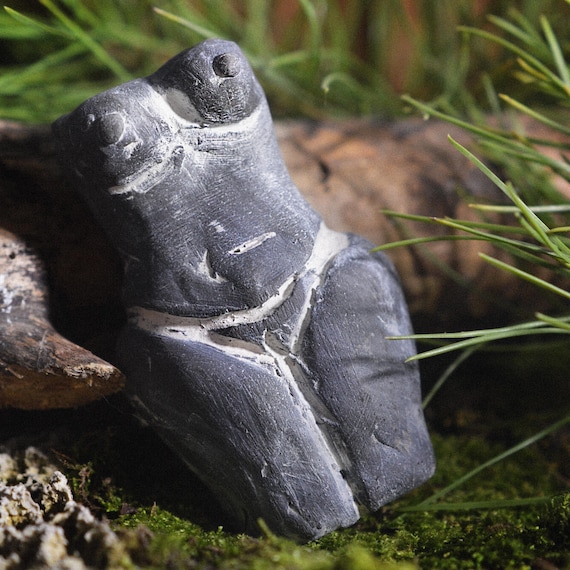 A Neolithic Grey Clay Female Standing Idol, Ceramic Sculpture, Figurine Depicts A Goddess Symbol of Fertility and Prolificacy