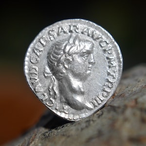 Silver Roman Denarius of Claudius SPQR Corona Civica Solid Silver Coin