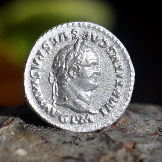 Silver Roman Denarius of Titus as Caesar, Flavius Caesar Vespasianus, Goatherd Milking Goat Solid Silver Coin