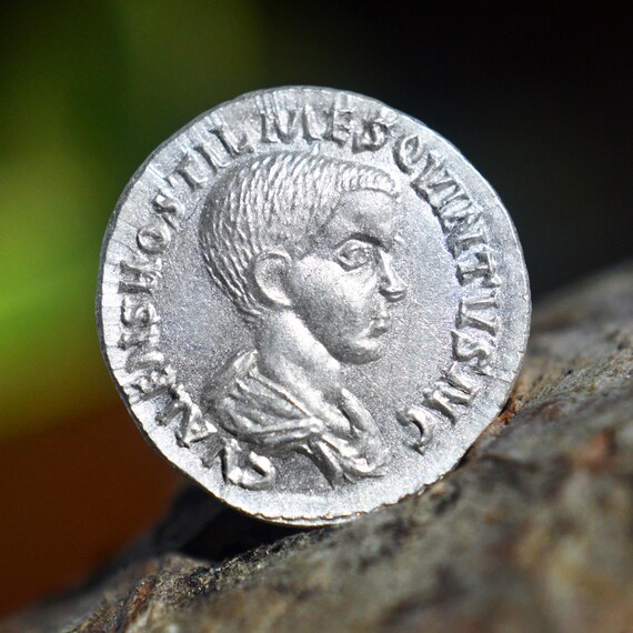 Silver Roman Denarius of Hostilian as Caesar and Princeps Iuventutis, Prince of Youth Solid Silver Coin