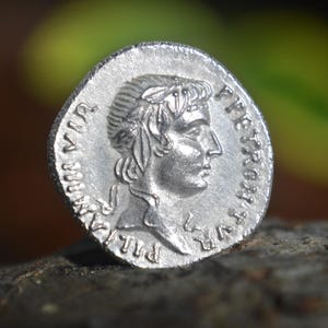 Silver Roman Denarius of Petronivs, Pvblivs Tvrpilianvs, Augustus Bacchus (Liber) Solid Silver Coin