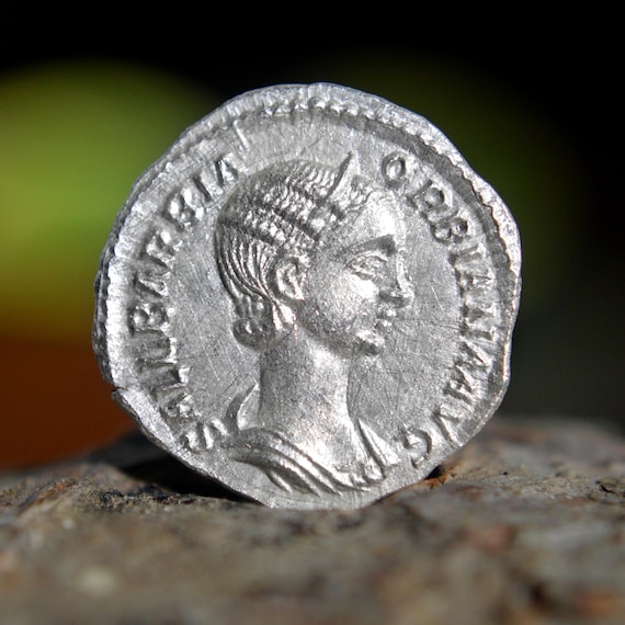 Silver Roman Denarius of Orbiana Augusta, Wife of Severus Alexander Scarce, Gnaea Seia Herennia Salustia Barbia Solid Silver Coin