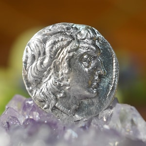 Silver Greek Drachm of Lysimachos, Kings of Thrace, Macedonian King Lysimachos depicting Alexander the Great Solid Silver Coin