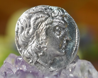 Silver Greek Drachm of Lysimachos, Kings of Thrace, Macedonian King Lysimachos depicting Alexander the Great Solid Silver Coin