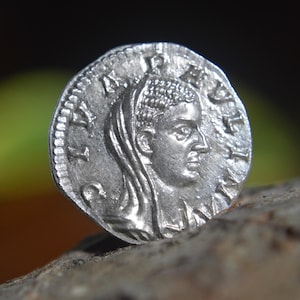Silver Roman Denarius of Paulina, Caecilia Diva Pavlina, Wife of Maximinus I Peacock on Reverse Solid Silver Coin