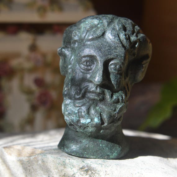 Roman Bronze Head of God Pan Fragment