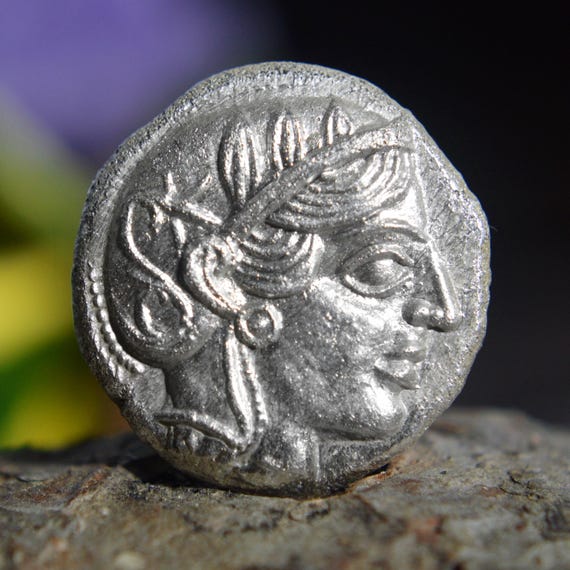 Silver Greek Tetradrachm of Athenian Owl Classical Style, Athens, Attica, Goddess of wisdom Athena, Solid Silver Coin