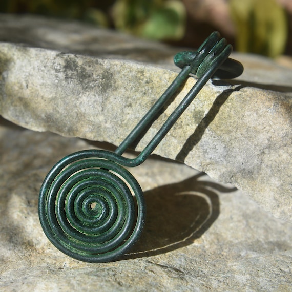 Viking Bronze Spiral Fibula Brooch