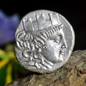 Silver Greek Tetradrachm of Ionia, Smyrna, Tyche on Obverse, struck under magistrate Menekrates Solid Silver Coin