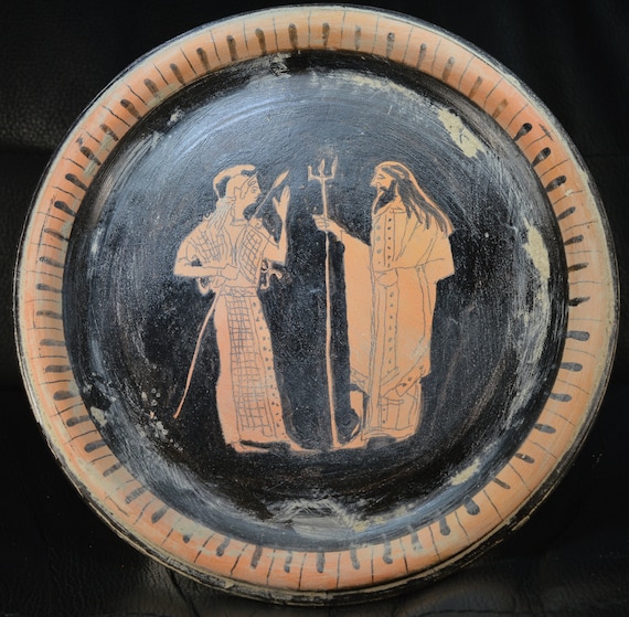 Ancient Greek Ceramic Plate, Museum Replica Display Plate, Decorative Plate Wall Art, Greek Mythology, Greek Pottery